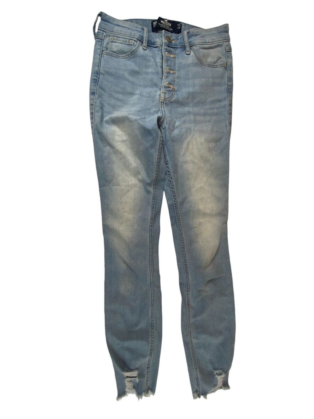 Hollister Womens Jeans Light Blue W23 L26 Distressed High Rise Crop Super Skinny